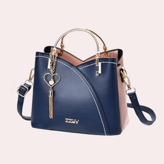 Elegante Damenhandtasche aus stilvollem veganem Leder in Dunkelblau