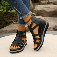 Elegante Sandalen Damen mit Strass – Bequeme Sommerschuhe für Stil und Komfort im Sommer in Schwarz