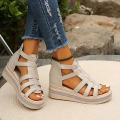 Elegante Sandalen Damen mit Strass – Bequeme Sommerschuhe für Stil und Komfort im Sommer in Beige