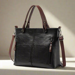 Elegante Vintage-Handtasche für Damen aus strapazierfähigem Stoff in Schwarz