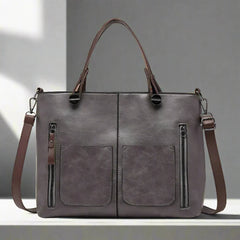 Elegante Vintage-Handtasche für Damen aus strapazierfähigem Stoff in Grau