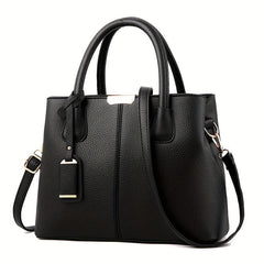 Elegante, geräumige Damenhandtasche aus vielseitigem PU-Leder in Schwarz