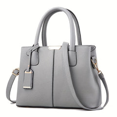 Elegante, geräumige Damenhandtasche aus vielseitigem PU-Leder in Grau