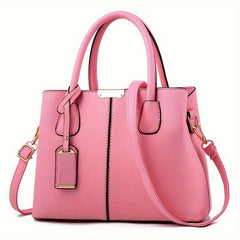 Elegante, geräumige Damenhandtasche aus vielseitigem PU-Leder in Rosa