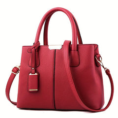 Elegante, geräumige Damenhandtasche aus vielseitigem PU-Leder in Burgund