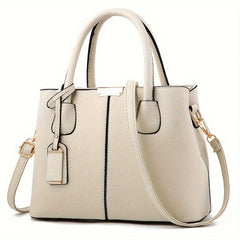 Elegante, geräumige Damenhandtasche aus vielseitigem PU-Leder in Beige