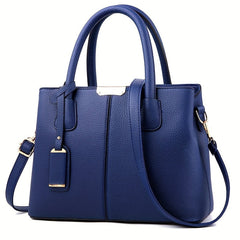 Elegante, geräumige Damenhandtasche aus vielseitigem PU-Leder in Tiefblau