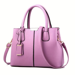 Elegante, geräumige Damenhandtasche aus vielseitigem PU-Leder in Lila