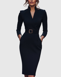 Elegantes Midikleid mit Wickelausschnitt für Damen - Vielseitig und Stilvoll in Schwarz (Fast Ausverkauft)