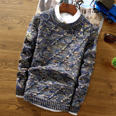Herren Grobstrickpullover | mit Strickmuster und langen Ärmeln in Blau