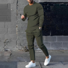 RAFAEL – Leichtes Set aus Pullover und Hose für Herren in Armeegrün