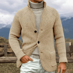 ERWIN - STRICKJACKE AUS GROBER STRICKOPTIK in Beige