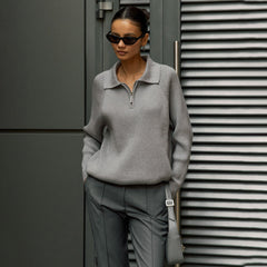 Mathilda | Weicher Alltags Strickpullover in Grau