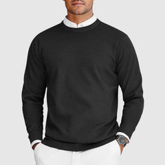 Leon | Ferran Herren Crew Pullover aus Kaschmir in Schwarz