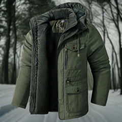 Herren Winterjacke | Lässig mit Kapuze und Taschen in Grün