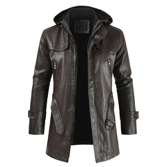 Leder Winterjacke für Männer in Dunkelbraun