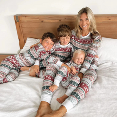 Familien Weihnachts-Pyjama Set Bequem Weicher Stoff in Grau