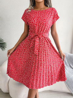 Pepper - Plisseekleid mit Blumenmuster in Rot
