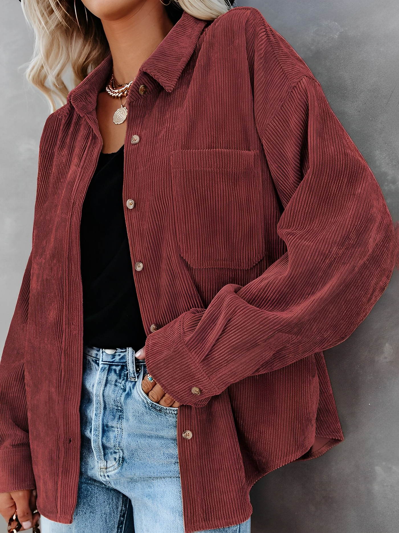 Filena - Kordjacke mit Knöpfen