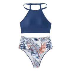 Héloïse® | Badeanzug mit Blumenmuster und hoher Taille in Marineblau