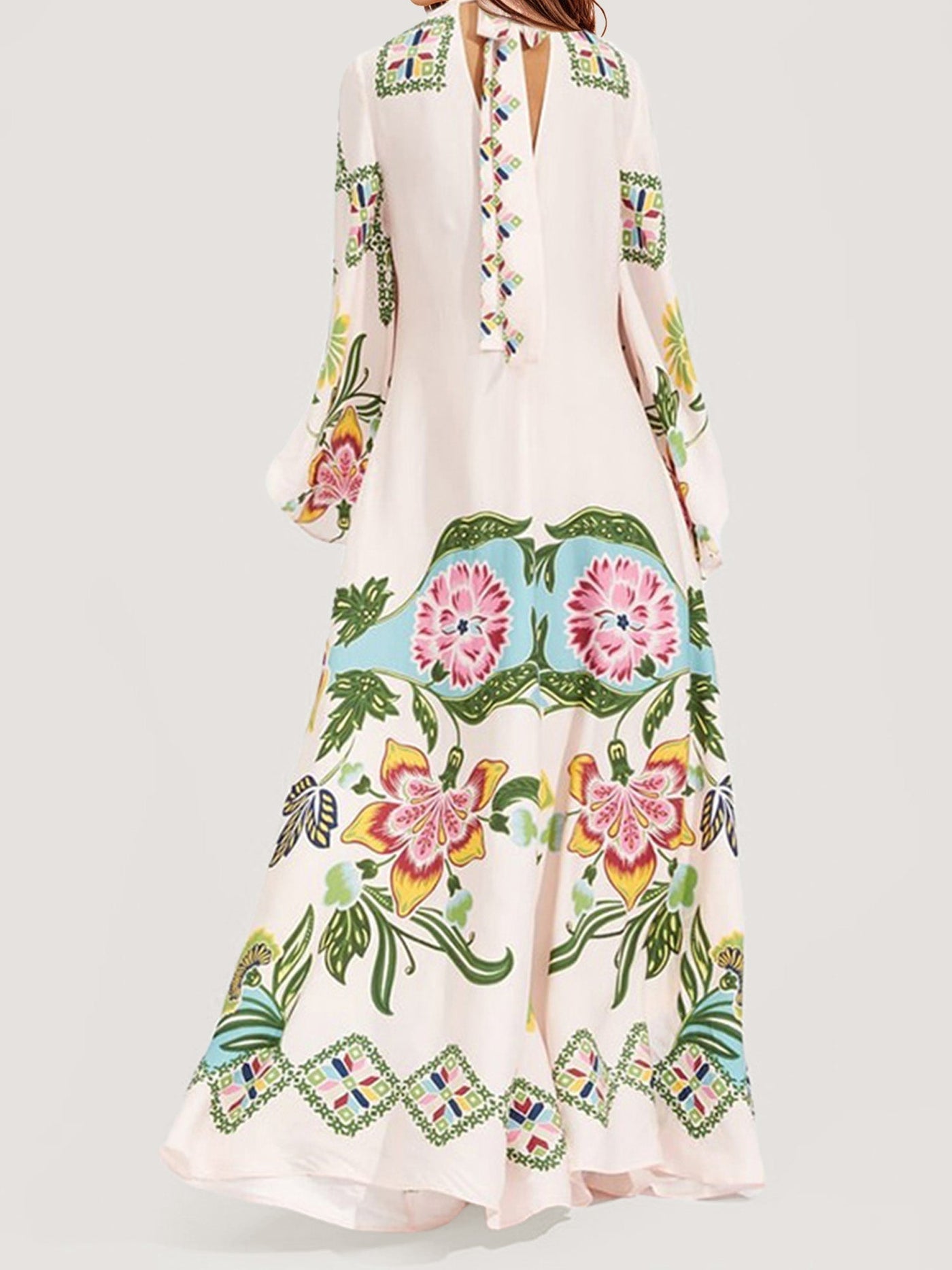 Boho-Maxikleid mit Blumenmuster und langen Ärmeln