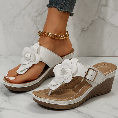 Floranya™ – Damen Plateau Sandalen mit Elegantem Blumendetail und Komfort