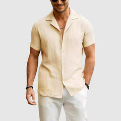 Slobodan | Herren Kurzarm Leinenhemd in Beige