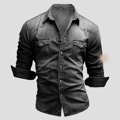 Cedric - Denim Hemd in Schwarz