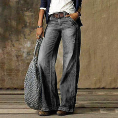Damen Baggy Jeans Locker Geschnitten | High Waist 5-Taschen in Hellgrau