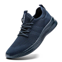 Trendy Atmungsaktive Lace Up Knit Sneakers in Blau