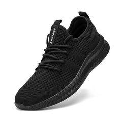 Trendy Atmungsaktive Lace Up Knit Sneakers in Schwarz