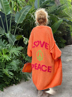 Damenstilvolle Strickjacke | Lang in Orange