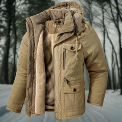 Herren Winterjacke | Lässig mit Kapuze und Taschen in Khaki