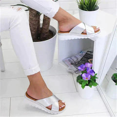 Nicole | Damen Sommer Orthopädische Stil Sandalen in Silber