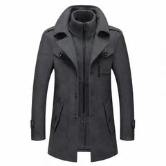 Herren Wintermantel | Langer Slim Fit Mantel in Grau
