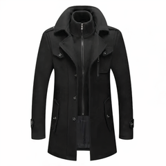Herren Wintermantel | Langer Slim Fit Mantel in Schwarz