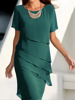 Isabella - Elegantes Kleid mit Bauchabdeckung in Grün