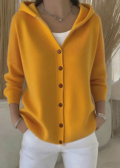 Isabel | Damen Casual Kapuze Strickjacke in Gelb