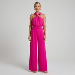 Ava | Neckholder Kragen Jumpsuit in Rosa
