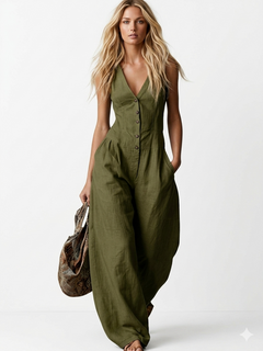 Lyrissa - Weitbeiniger Jumpsuit mit weichem Griff in Grün