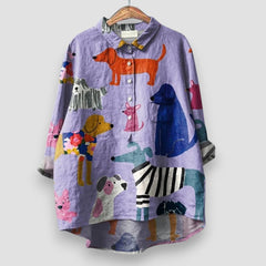 Amelie™ | Damenshirt mit Hundeprint in Viola