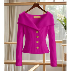 Barbora | Mühelos schicker Frühling- und Herbst-Cardigan in Rosenrot