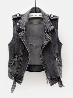Mariane - Damen Denim Weste in Dunkelgrau