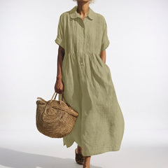Jorisa - kurzärmeliges Midikleid in Hellgrün