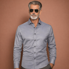Slim-Fit Herrenhemd mit langen Ärmeln für Business- und Freizeitoutfits | Reinout in Grau
