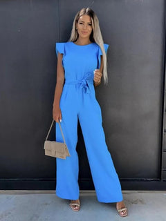 Gwyneth- Jumpsuit mit Rüschen in Blau