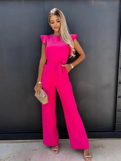 Gwyneth- Jumpsuit mit Rüschen in Knalliges Pink