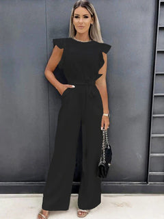 Gwyneth- Jumpsuit mit Rüschen in Schwarz