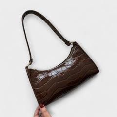 Eleanor | Glänzende Lederhandtasche in Braun