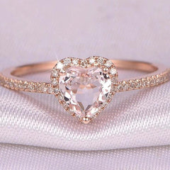 Kristall Herz Ring mit Zirkonias in Rose Gold